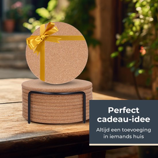 Sous-verres Castagnola - Sous-verres en liège pour verres - Sous-verres avec support - Sous-verres - Absorbants et résistants à la chaleur - 10 pièces