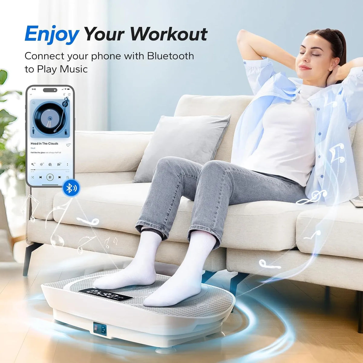 Plaque vibrante Merach Whole Body Workout – 10 vitesses – Gris – Silicone et métal