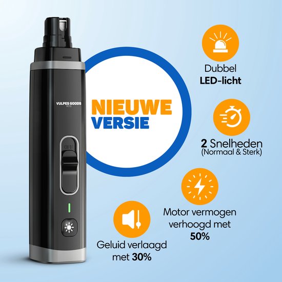 Vulpes Goods®Lime à ongles électrique pour la maison - Tête de lime en diamant - Rechargeable - Noir