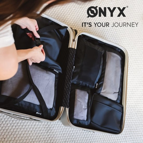 ONYX Cubes de compression - 7 pièces - Kit d'organisation pour valises - Compression zip - Pour valises et sacs - Noir