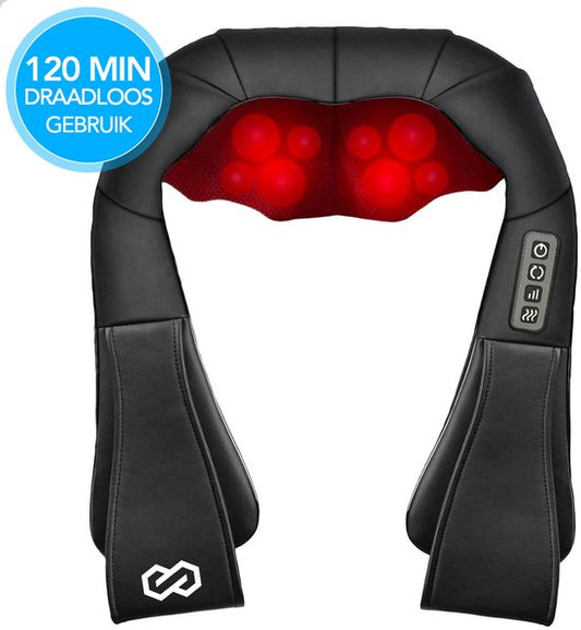 Infinity Goods Wireless Shiatsu Massage Cushion - Electric - Neck, Shoulder and Back - Heat function - 8 Massage heads - Massager