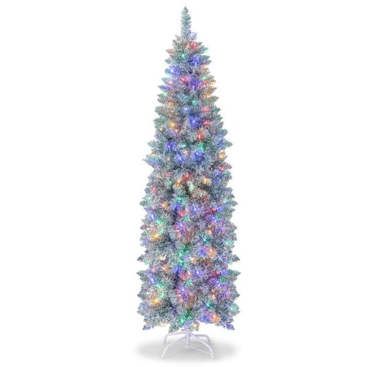 Arbre de Noël artificiel illuminé de 180 cm Arbre de fête à charnières avec 475 branches 250 lumières LED multicolores Arbre de Noël élégant