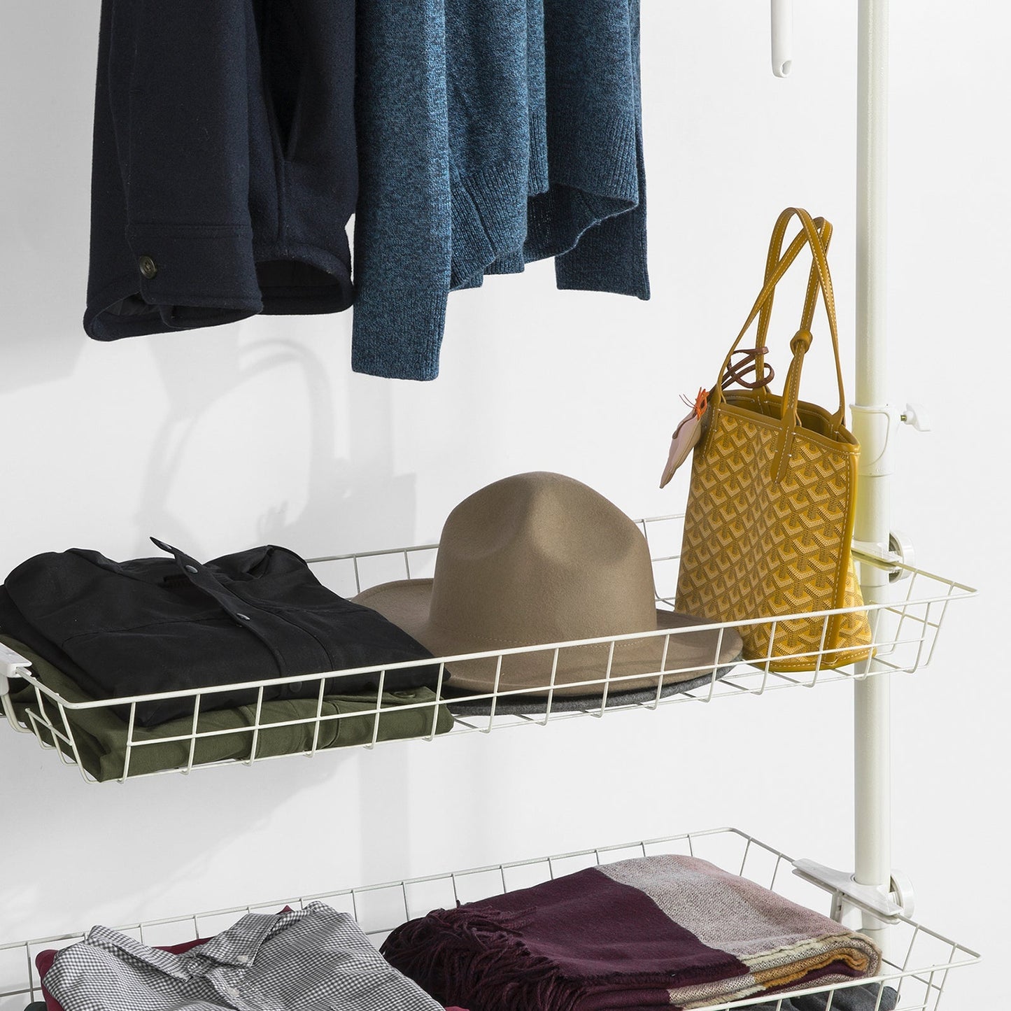 SoBuy Porte-vêtements télescopique - inox - Max. 90 kg - 195 x 278 cm - Blanc