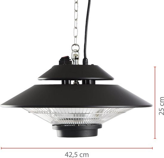 alpina Heater Chauffe-terrasse - Chauffage infrarouge - IP44 résistant aux éclaboussures - 1500W - Noir