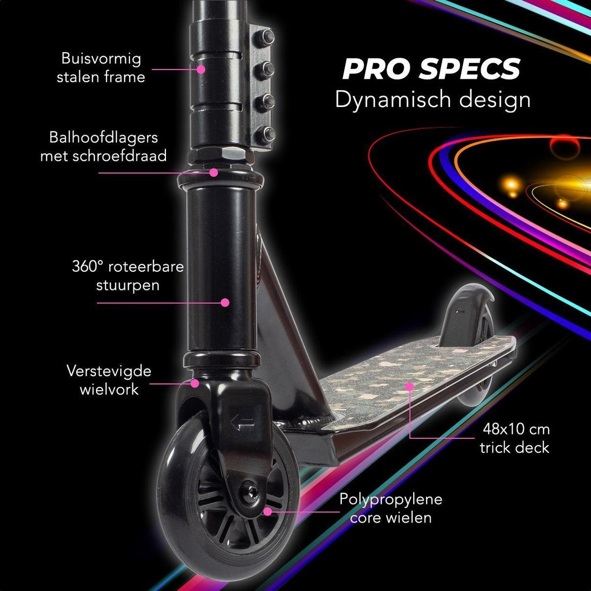 LifeGoods StuntRider - Scooter cascadeur - Étape 8+ Years - Roues 100mm - Garçons/Filles - Noir