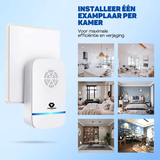 Vulpes Goods répulsif à ultrasons pour souris PRO - 8-en-1 - Répulsif pour souris d'intérieur - 4 pièces - Blanc