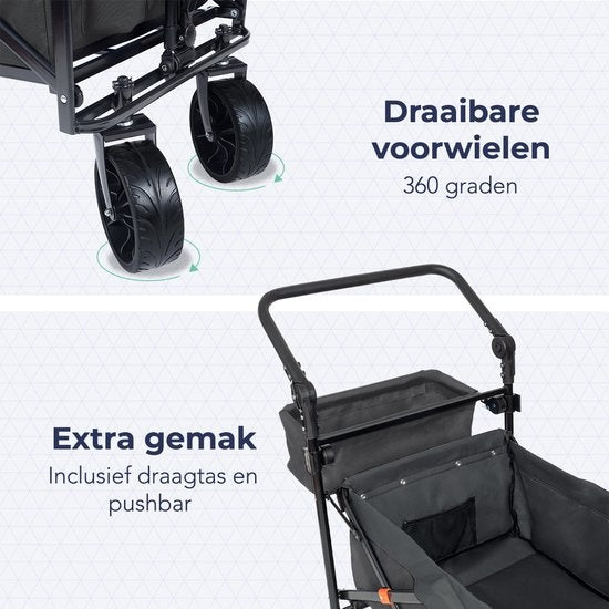 LifeGoods Wagon - Pliable - Jusqu'à 120KG - 90L - Polyester lavable - 120x80cm - Gris
