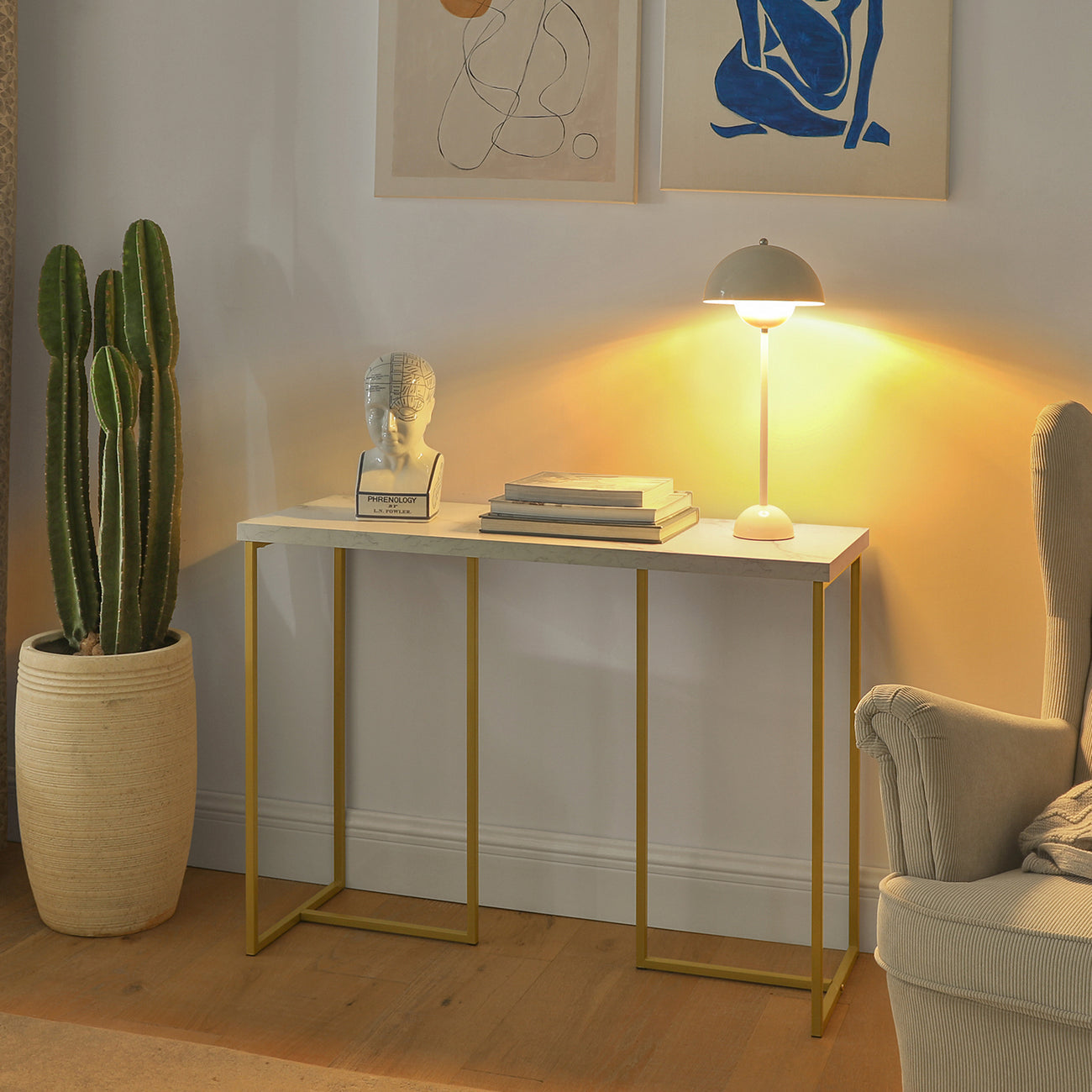 SoBuy Table d'appoint - Haute qualité - Structure en fer - 100 x 40 x 80 cm