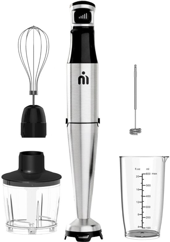 MATTI® - Mixeur plongeant 5in1 - Mixeur plongeant électrique - Hachoir - Blender - Mousseur à lait - 1500W