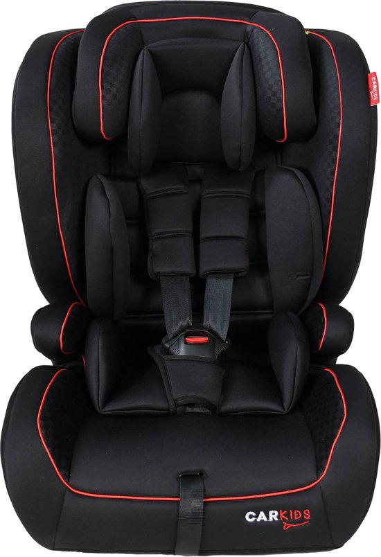Siège auto Carkids I-Size Luca - Conforme à la norme I-Size R-129 - Pour les enfants mesurant entre 76 et 150 cm - Appui-tête réglable - Noir/Rouge