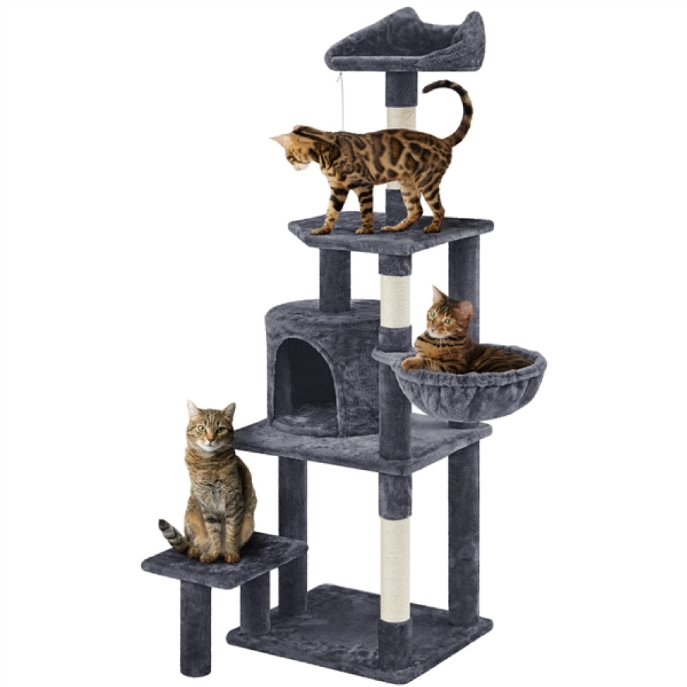 Tour à chats à plusieurs niveaux 145 cm - 48,5 x 40,5 cm - Gris foncé