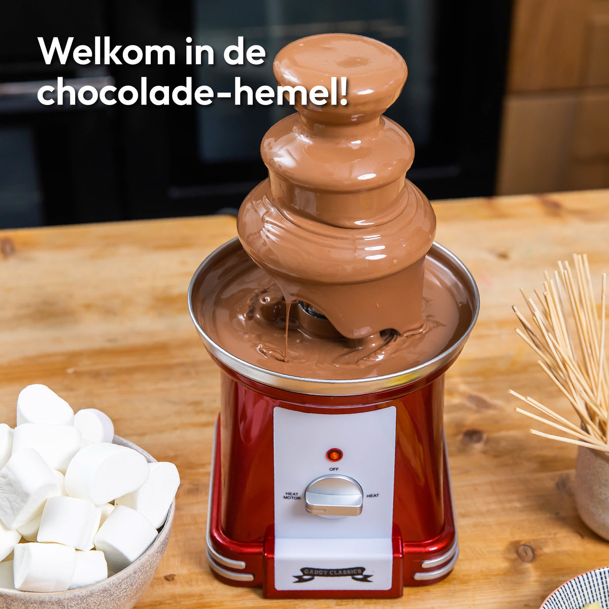 Gadgy - Fontaine à chocolat - Fondue au chocolat - Nettoyage facile - 90 Watt - Rouge