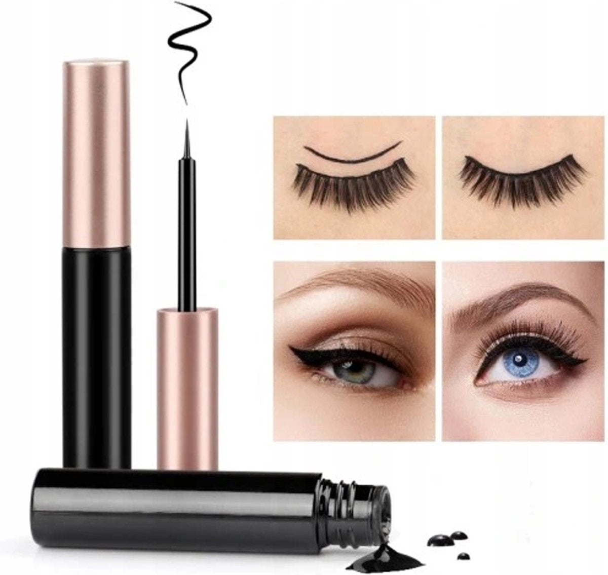 Faux Cils magnétiques Rheme - Eyeliner et pince à épiler - Extension de cils - 3 paires de faux cils - Set de cils