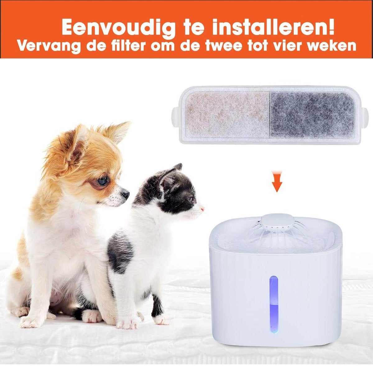 PetGoods Filtres pour fontaines - Kit de recharge : 6 pièces - Chats et chiens