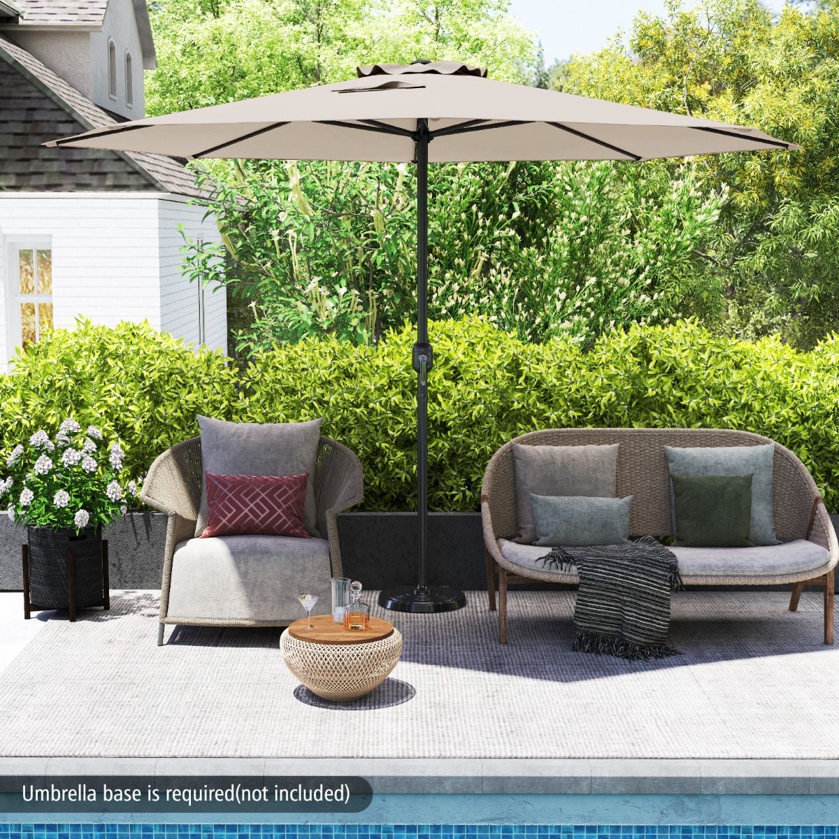 Parasol de terrasse Coast - grand parasol de table - 8 baleines robustes - beige - 360 cm