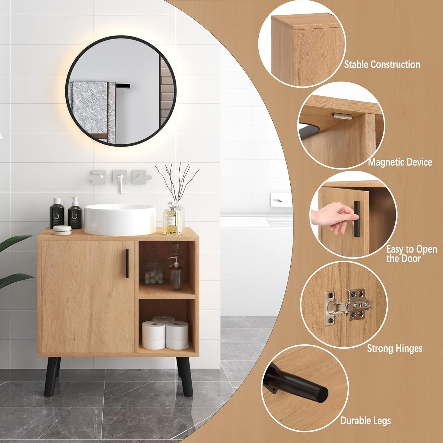 Meuble sous-lavabo EUGAD - Meuble de salle de bains - Blanc