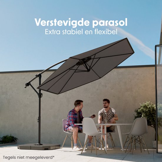 LifeGoods Parasol flottant - Rond Ø300 cm - UPF 50+ et Imperméable - Gris foncé