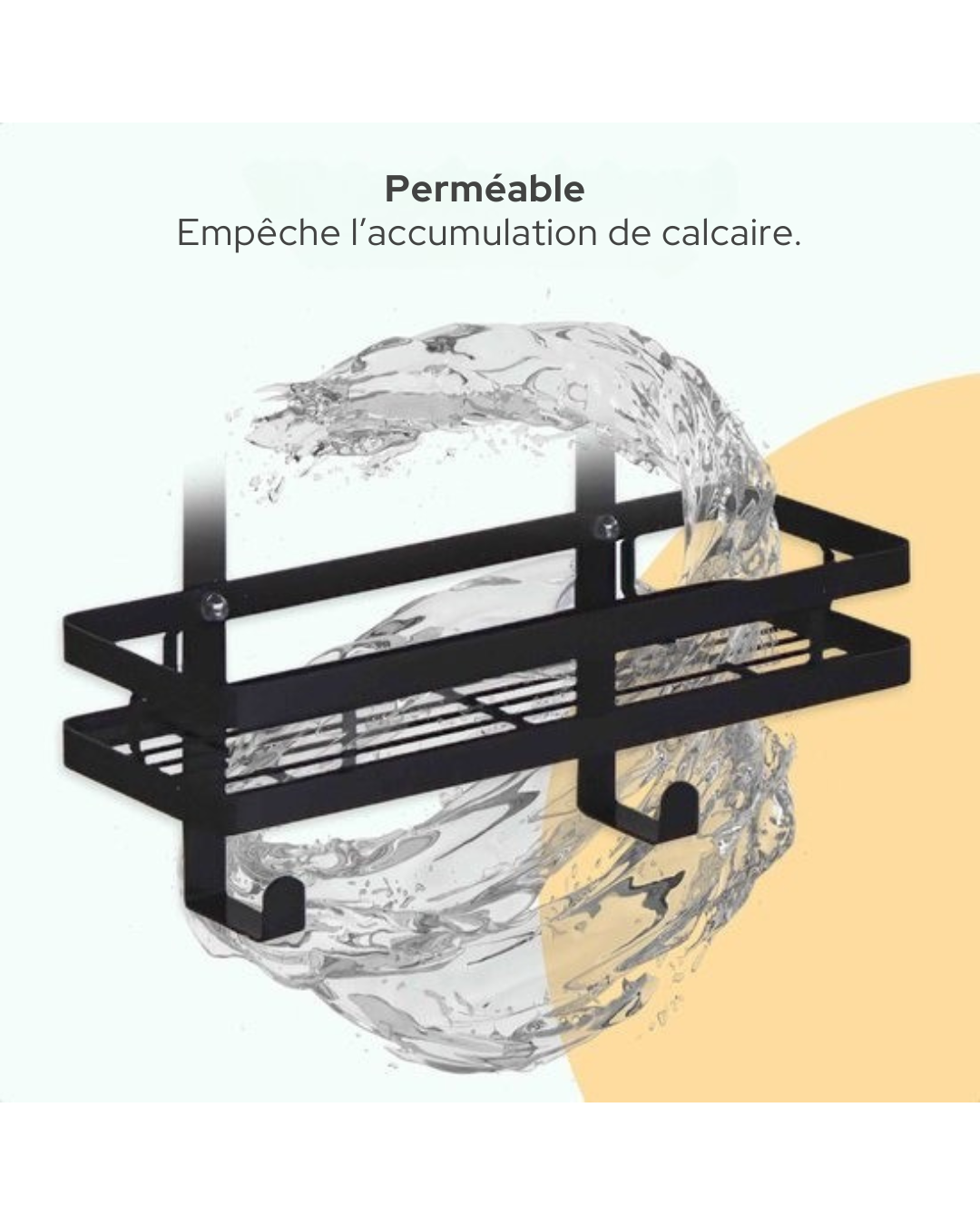 Goliving Support de douche - Support de douche sans perçage - 74 x 35 cm - Support de douche suspendu - acier inoxydable - Deux couches - Noir