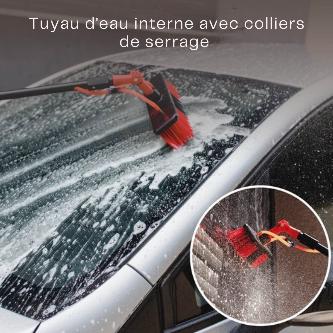 Brosse à laver télescopique Shine - Jusqu'à 7 mètres - 5 pièces avec distributeur de savon - Rouge/Noir