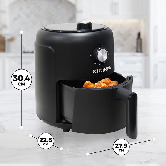Kicinn Airfryer - Airfryer XL - Friteuse à air chaud - 3 litres - 1000 Watt - Noir