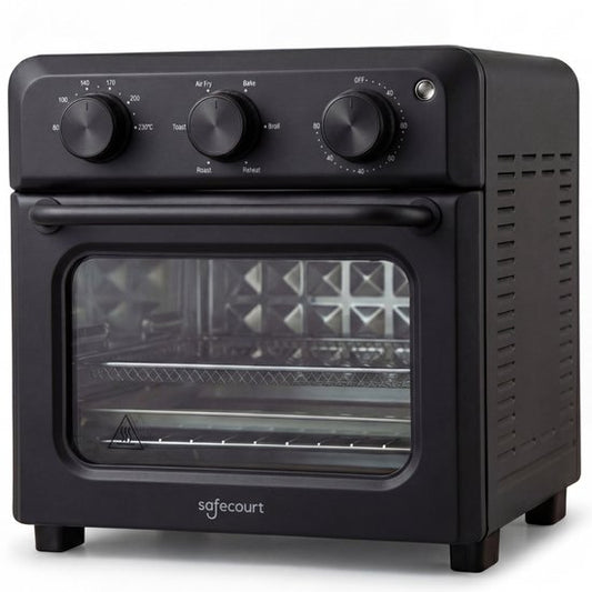 Safecourt 6-in-1 Airfyer oven - 100% sans PFAS - 6 programmes - 80 à 230 degrés - Airfryer, baking, roasting, toasting, grilling & reheating - Black