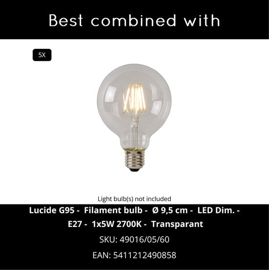 Lucide ARTHUR - Suspension - 5xE27 - Noir