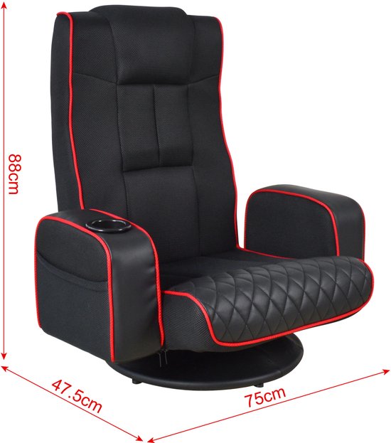 VDD Gaming - Fauteuil de gaming - Fauteuil au sol - Fauteuil de gaming noir/rouge - Fauteuil au sol réglable