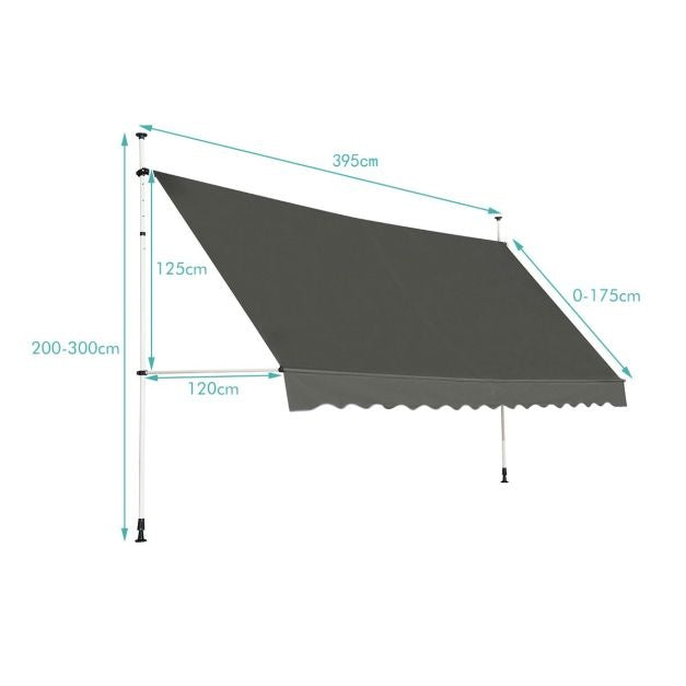Coast Parasol - Extensible - Imperméable - 395cm de large - Gris
