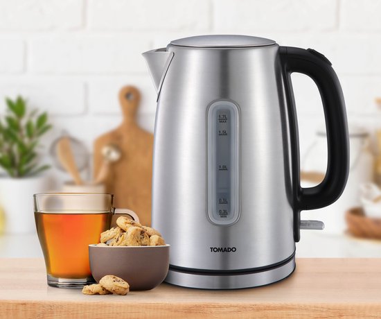 Tomado TWK1709S - bouilloire en acier inoxydable - capacité de 1,7 litre - 2200W - filtre anti-calcaire - indicateur de niveau d'eau