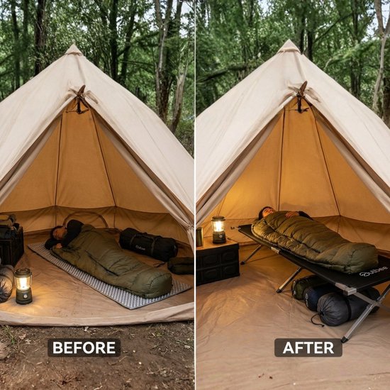 Outbee Lit de campagne - Lit de camping - Brancard - Lit pliable - Lit de camping avec sac de transport - Capacité 150KG - 190 x 63 cm - Noir