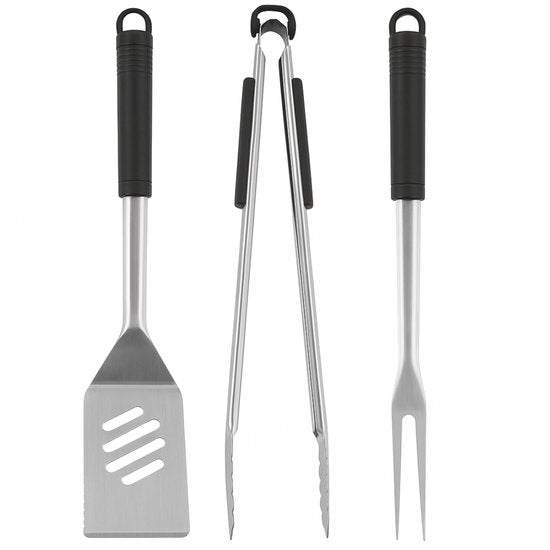 alpina BBQ Tools Set - 6-Piece Barbecue Set with Spatula, BBQ tongs and Meat Fork - Includes 4 Skewers - Stainless Steel - Ideal for Grilling Meat and Vegetables
