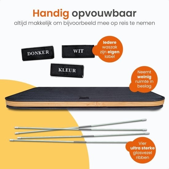 Goliving Trieur de linge 3 boîtes - 150L - Panier à linge pliable avec couvercle - 3 sacs amovibles avec étiquettes de couleur - 57 x 37 x 66 cm - Noir