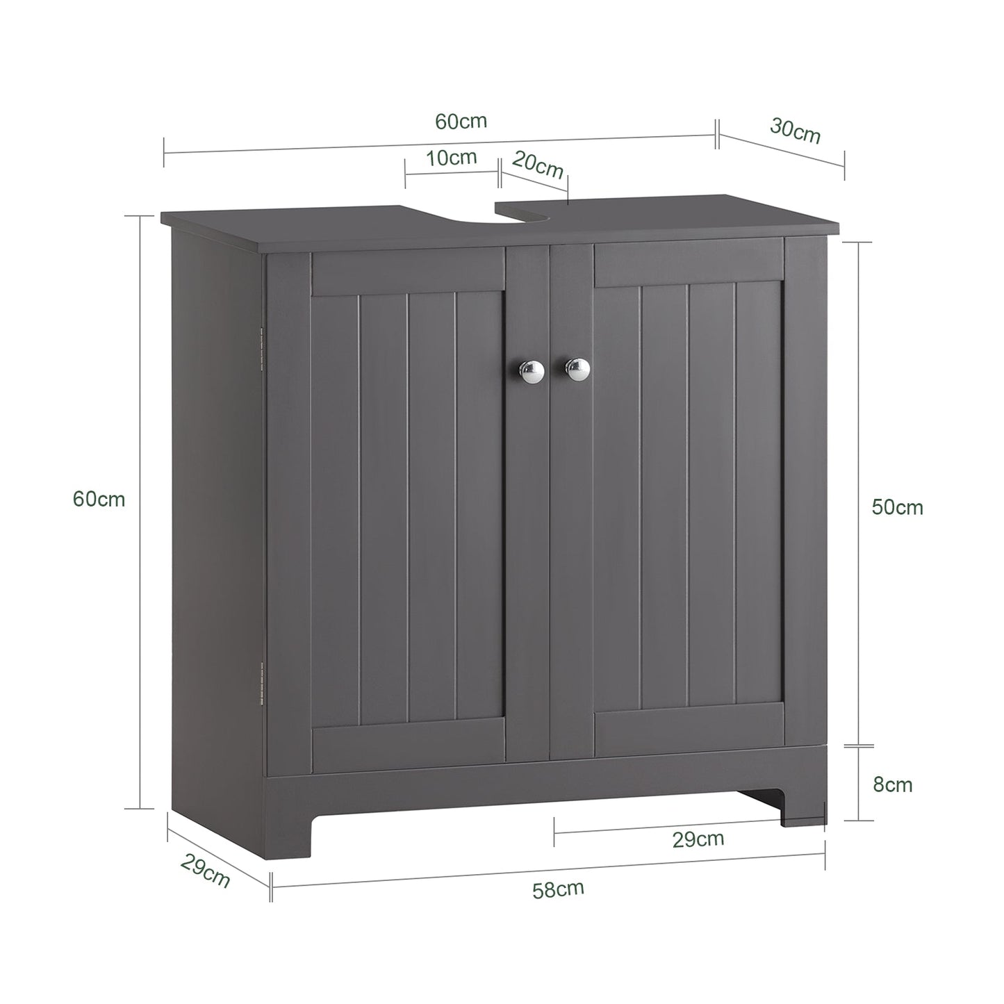 SoBuy Meuble de rangement à 2 niveaux - 60 X 29 X 60cm - gris
