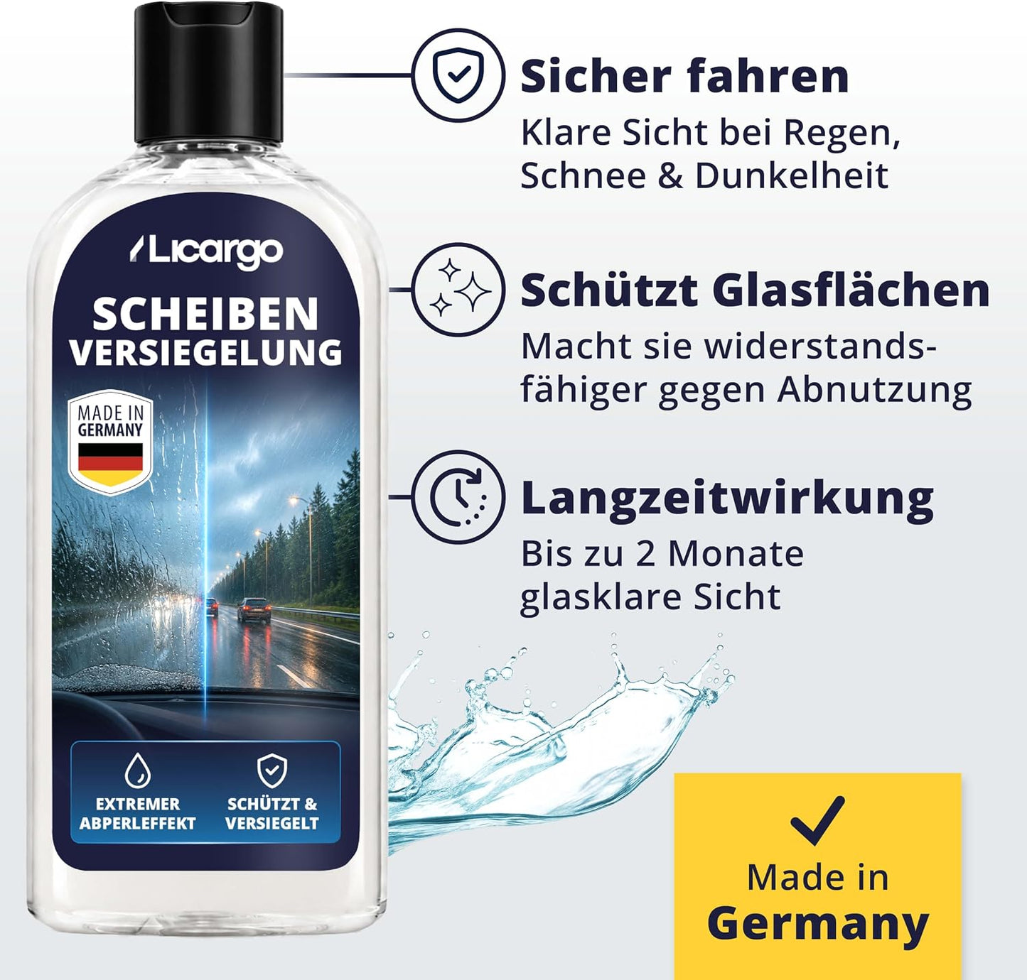 LICARGO Revêtement pour vitres de voiture 250 ml - Effet déperlant extrême pour une visibilité optimale