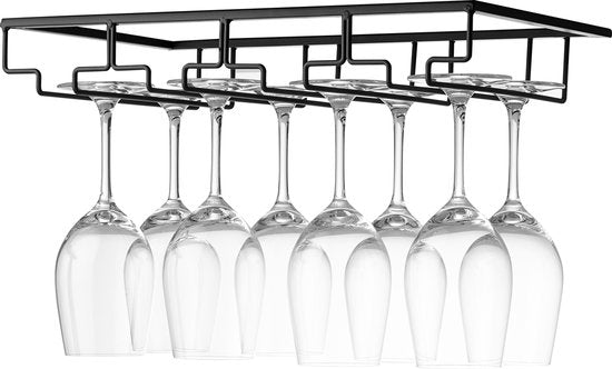 Porte-verres à vin - Porte-verres à vin suspendu - Porte-verres à vin - Porte-verres suspendu - Métal noir mat