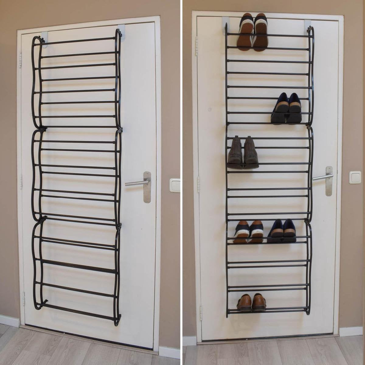 O'DADDY® porte chaussures suspendue - Convient aux portes droites et obtuses, des deux côtés - 20 x 51 x 182 cm - Noir