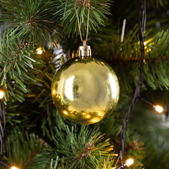 Boules de sapin de Noël 24pcs Ø6cm - Plastique brillant mat - Vert