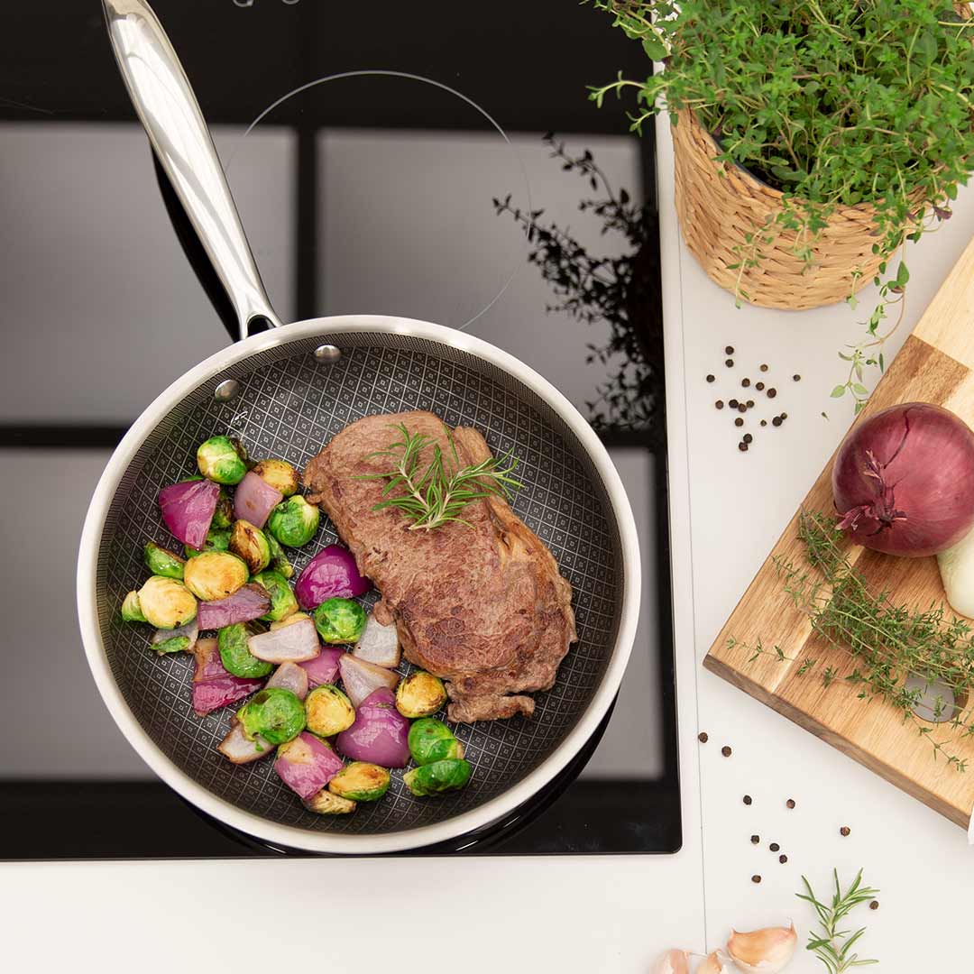 Casserole Livington Titan Pan 20 cm - Acier inoxydable avec revêtement antiadhésif diamanté - Thermomètre numérique inclus