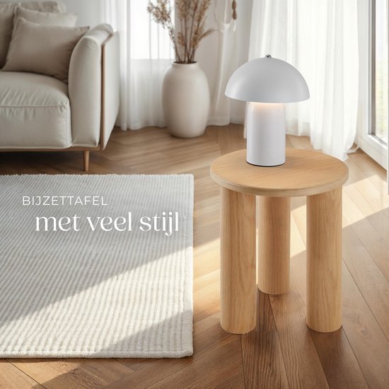 tectake® Table d'appoint ronde Sisi - Ø 40 x 45,5 cm - Pieds en bois massif - Table basse - Table de lit - Table ronde avec protections antidérapantes pour le sol