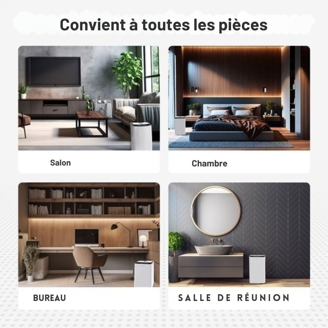 Déshumidificateur 12L Auronic - Avec fonction séchage du linge, Purificateur d'air, 185W, Silencieux (36 dB), Convient pour 48 m³ - Blanc