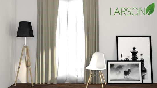 Larson - Rideau occultant Luxe uni - avec anneaux - 3m x 2,5m - Gris sable clair