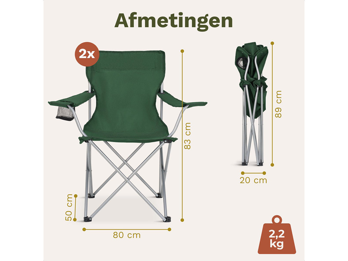 Trvlmore Camping Chairs Basic Set of 2 - Black - Lightweight 2.2 kg - Capacity 120 kg