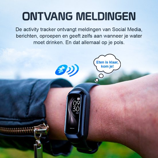 Otiume Activity Tracker HR avec podomètre et cardiofréquencemètre - Montre sport - Smartwatch - Noir pour femmes, hommes et enfants - Fitness Tracker - Blood Pressure Monitor