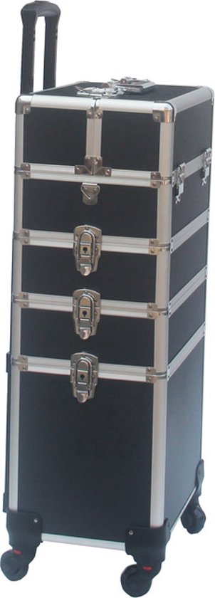 DMV - valise de maquillage - valise de maquillage - chariot de maquillage - valise de coiffure - valise de beauté - valise de cosmétiques - avec roulettes - noir - 26 x 35 x 70cm