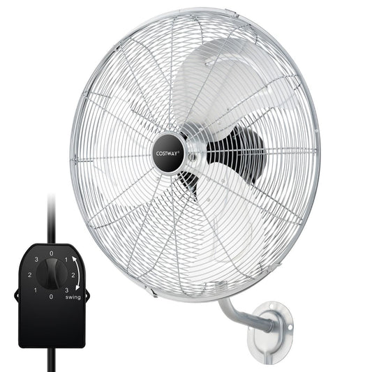 Ventilateur mural industriel Coast Ø 56 cm - Argent - 3 vitesses, 85° d'oscillation, 30° d'inclinaison