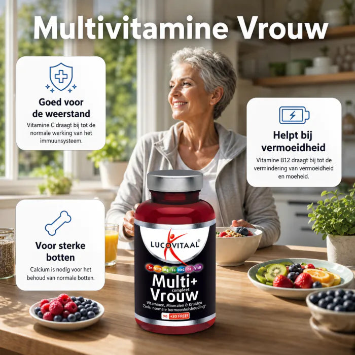 Lucovitaal Multivitamine pour femmes – Multivitamine hautement dosée contenant des vitamines et des minéraux