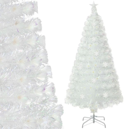 Sapin de Noël artificiel Costway de 150 cm avec 8 modes d'éclairage, LED blanc chaud et pommes de pin – CM25342DE