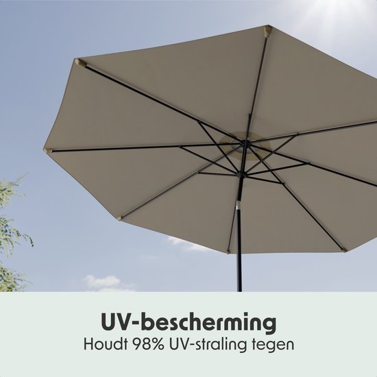 LifeGoods Parasol - Jardin - Ø350 cm - 30° inclinable - Imperméable - UPF50+ - Taupe