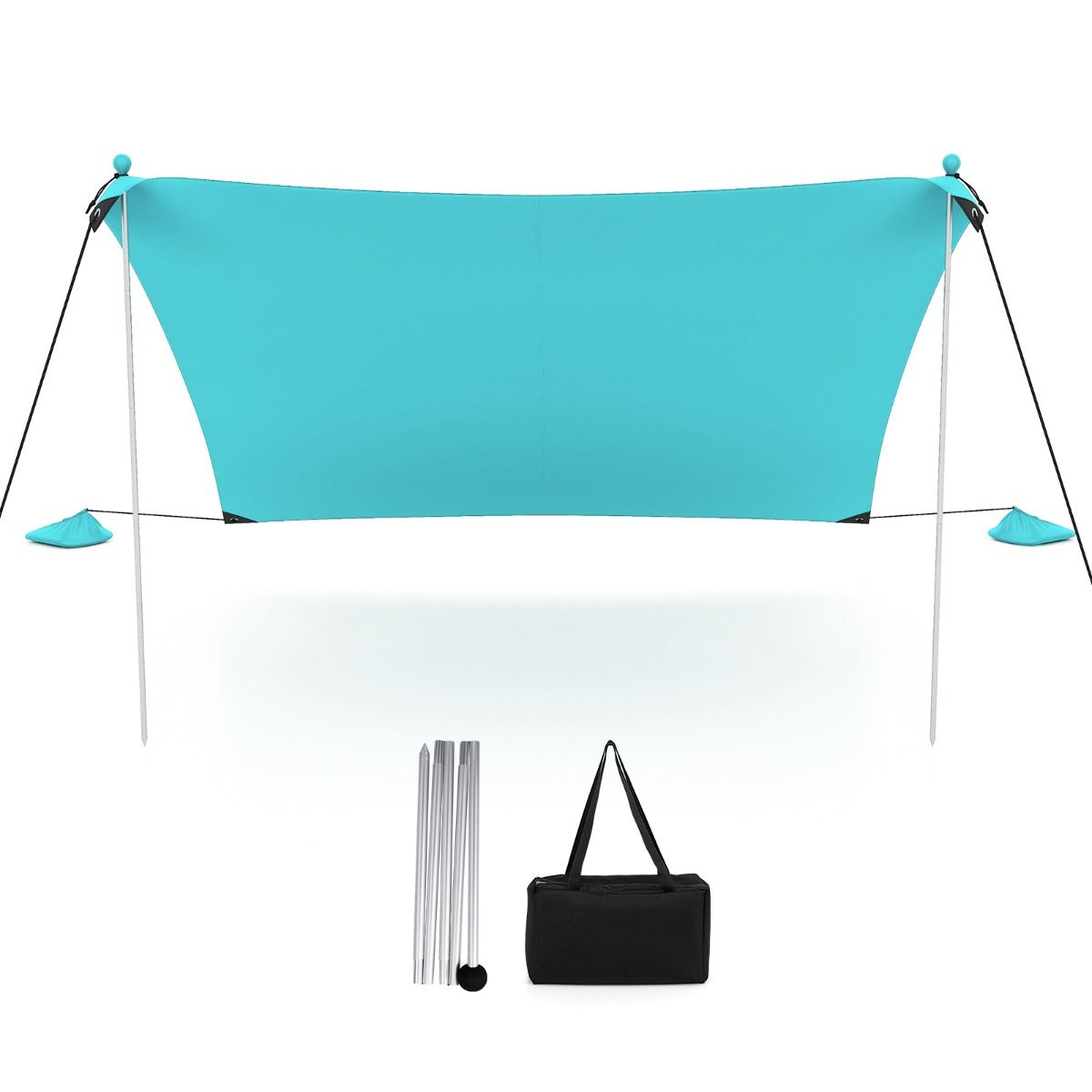 Coast Portable Beach Tent 3 x 3 m Turquoise - Tente légère et protectrice contre les UV pour la plage, le camping et le jardin
