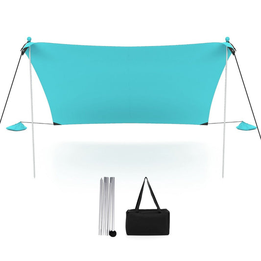 Coast Portable Beach Tent 3 x 3 m Turquoise - Tente légère et protectrice contre les UV pour la plage, le camping et le jardin